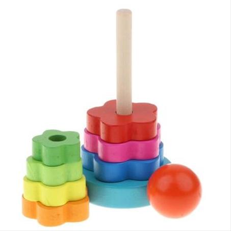 Tour Arc-en-ciel Empilage en Bois pour Bébés