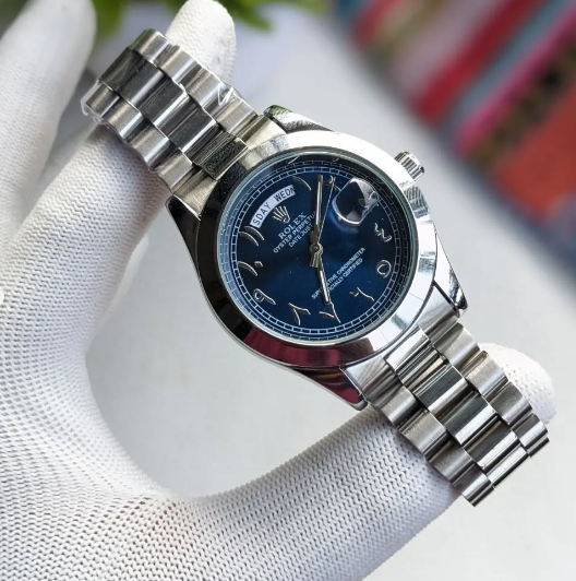 Montre ROLEX pour homme, modèle arabe tableau bleu