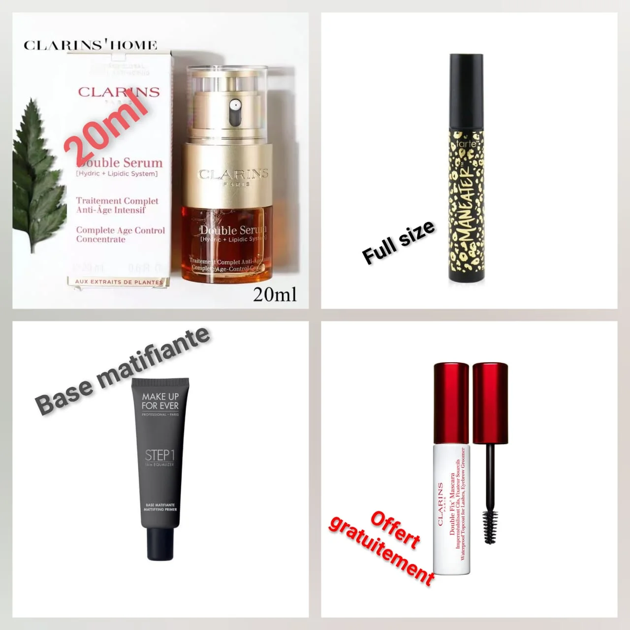 CLARINS+PRIMER MAKEUP FOR EVER+ MASCARA TARTE FULL SIZE