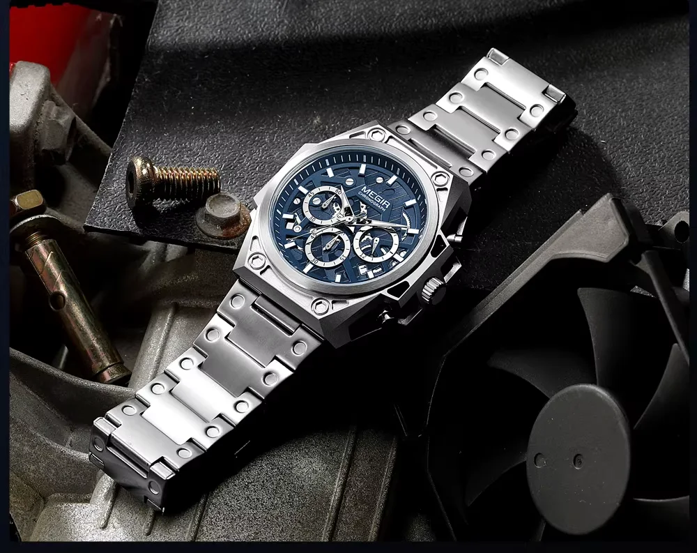 Montre Homme MEGIR 4220 – Chronographe Luxe en Acier Inoxydable | Étanche & Élégante