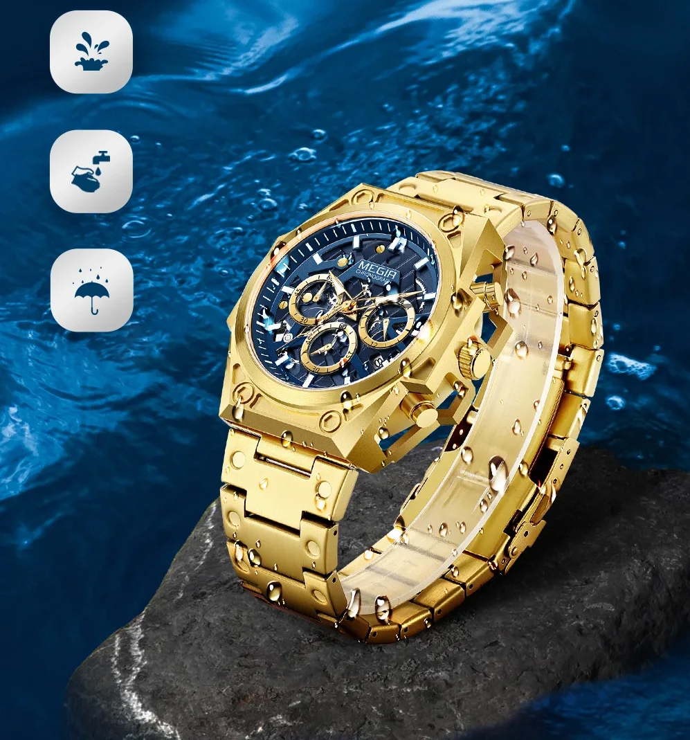 Montre Homme MEGIR 4220 – Chronographe Luxe en Acier Inoxydable | Étanche & Élégante