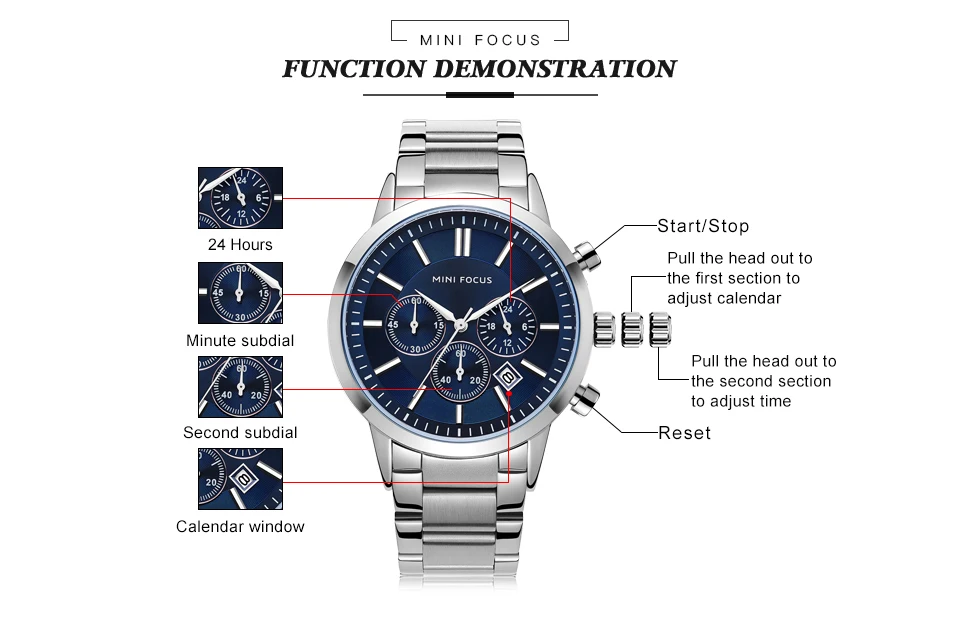 Montre Homme MINI FOCUS Chronographe en Acier Inoxydable – Élégante & Résistante (MF0188G)