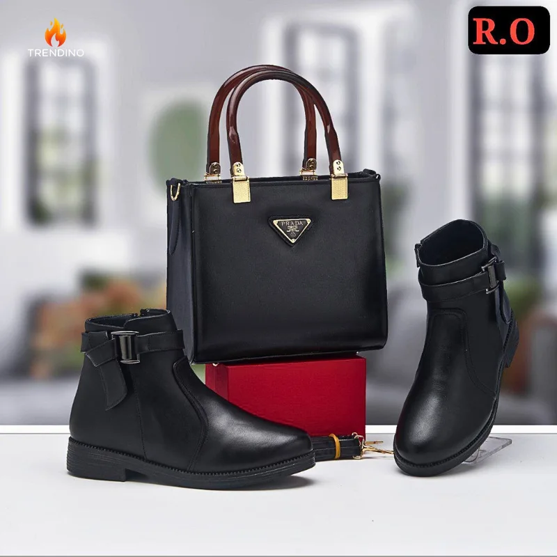 باك رِوَاق - حقيبة جلدية من نوع PRADA +بوت جلدي أنيق