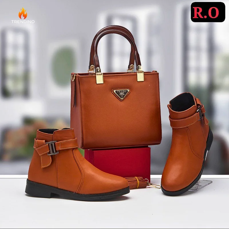 باك رِوَاق - حقيبة جلدية من نوع PRADA +بوت جلدي أنيق