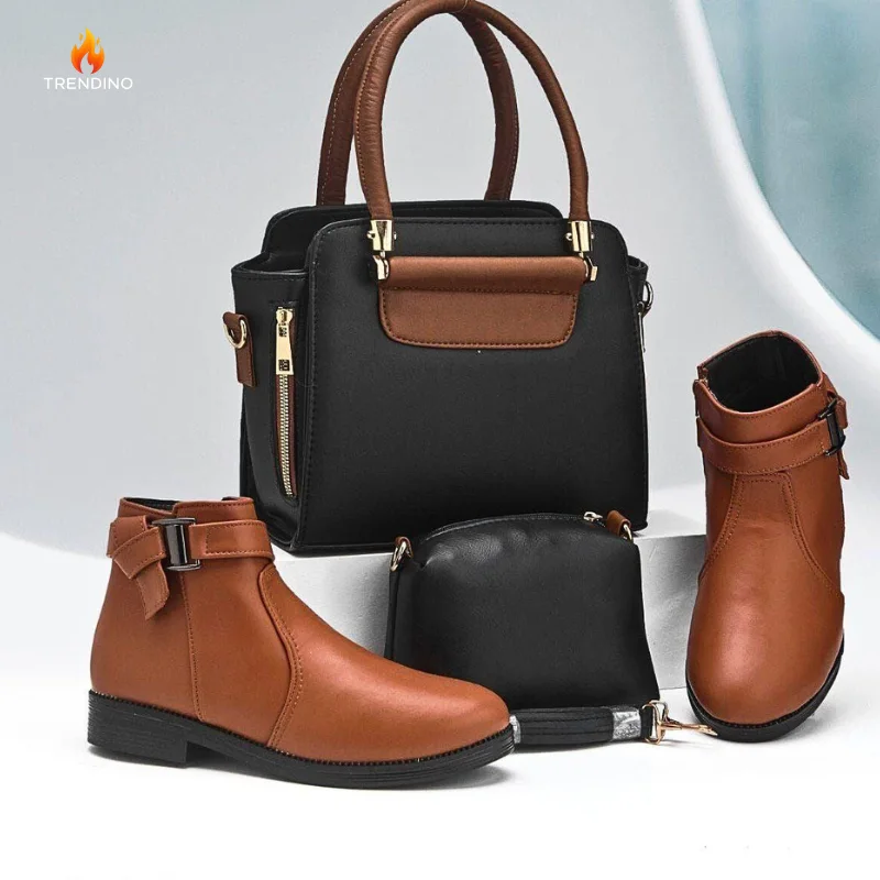 باك نُور - حقيبة جلدية بجودة عالية +محفظة صغيرة+ بوت جلد ممتاز