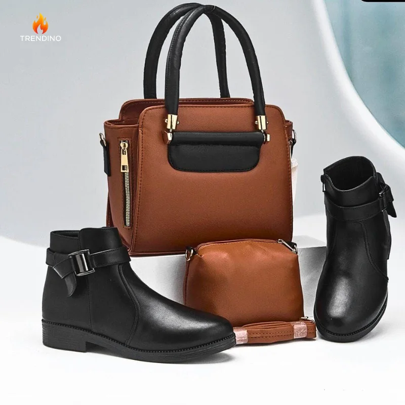 باك نُور - حقيبة جلدية بجودة عالية +محفظة صغيرة+ بوت جلد ممتاز