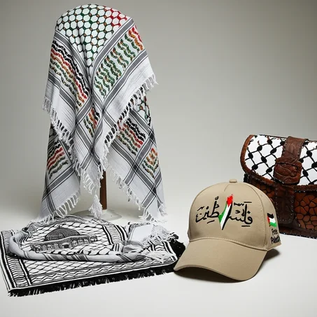 الكوفيات، الحقائب، القبعات والسجادات الفلسطينية