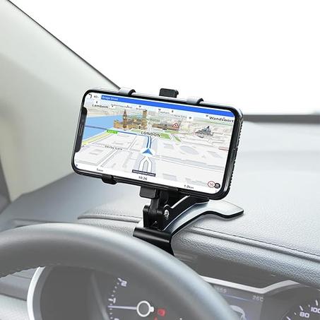 CeraTown - Soporte para teléfono para salpicadero de coche con clip, giratorio 360 grados para un mejor ángulo de visión, compatible con teléfonos con pantalla de 4 a 6,8 pulgadas