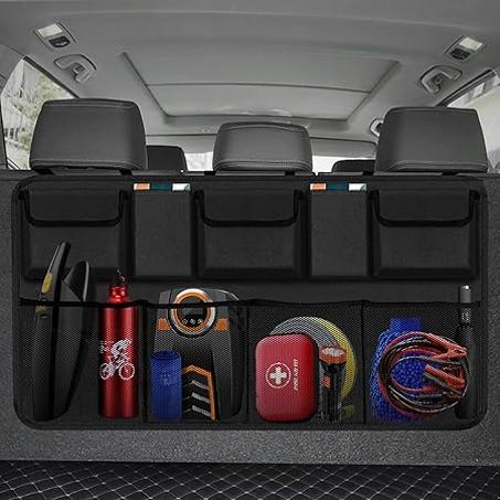 Organizador de maletero de coche, colgador para asiento trasero con 9 bolsas de almacenamiento grandes, gran capacidad, para SUV, camiones, ahorrador de espacio de Snoopvi