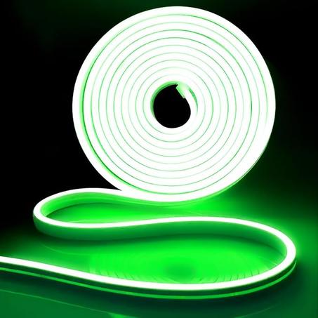 Tira de luces LED de neón iNextStation de 5 m y 12 V, cable de silicona flexible, resistente al agua, para uso en interiores y exteriores, color verde (cargador no incluido), 5 m