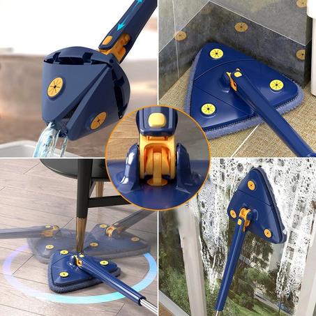 ممسحة تنظيف مثلثة مع دوران 360 درجة لتنظيف الزجاج والأرضيات والجدران والسقف