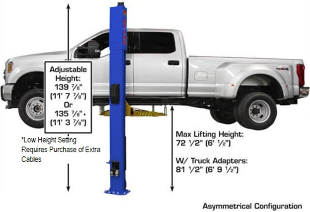 Atlas® Platinum PVL-10 ALI Certified Adj Height 2 Post Lift 10,000 lbs