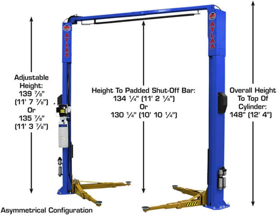 Atlas® Platinum PVL-10 ALI Certified Adj Height 2 Post Lift 10,000 lbs