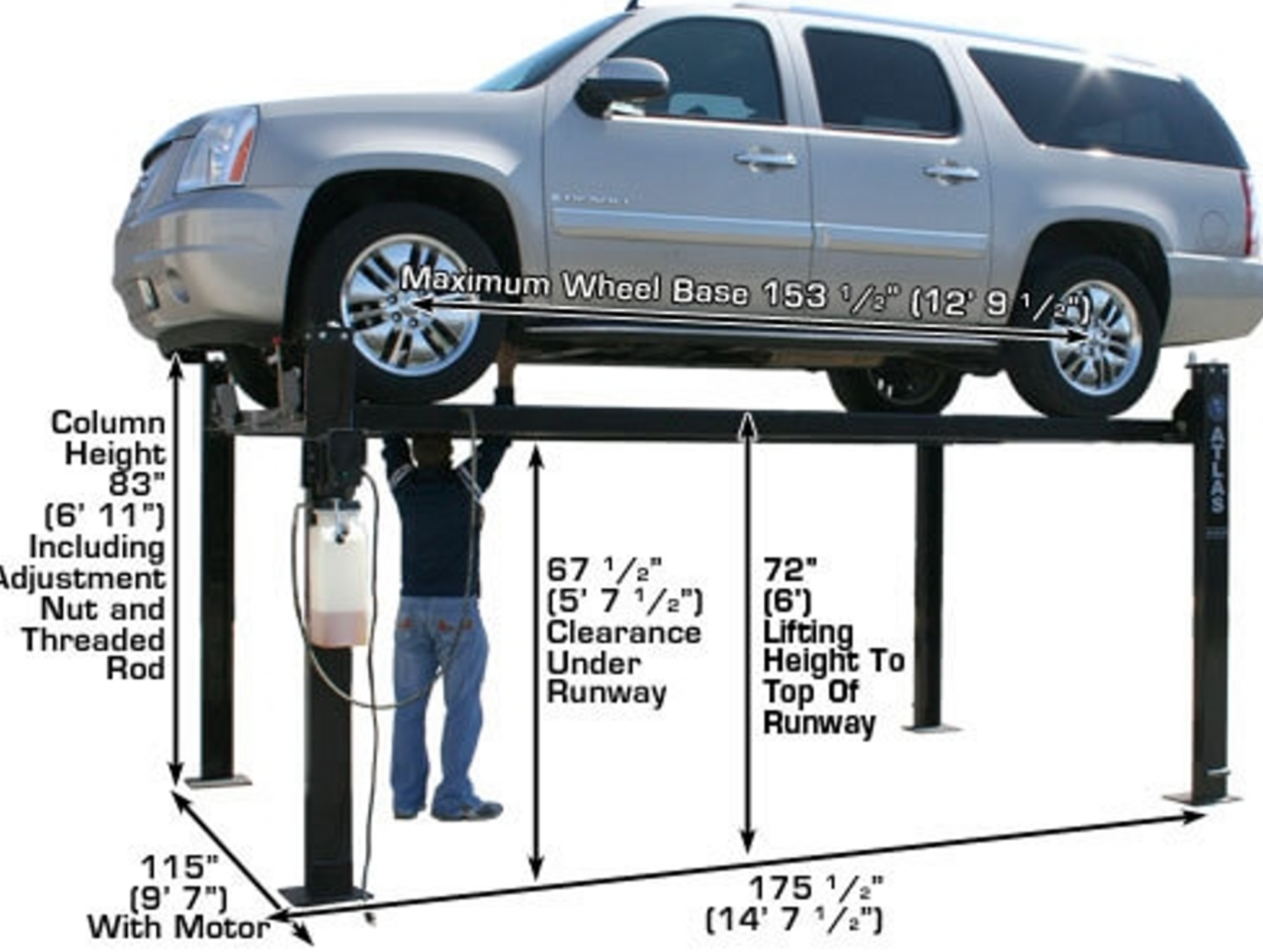 ATLAS 8,000 lbs 4 Post Lift Automotive Equipment Garage Pro8000