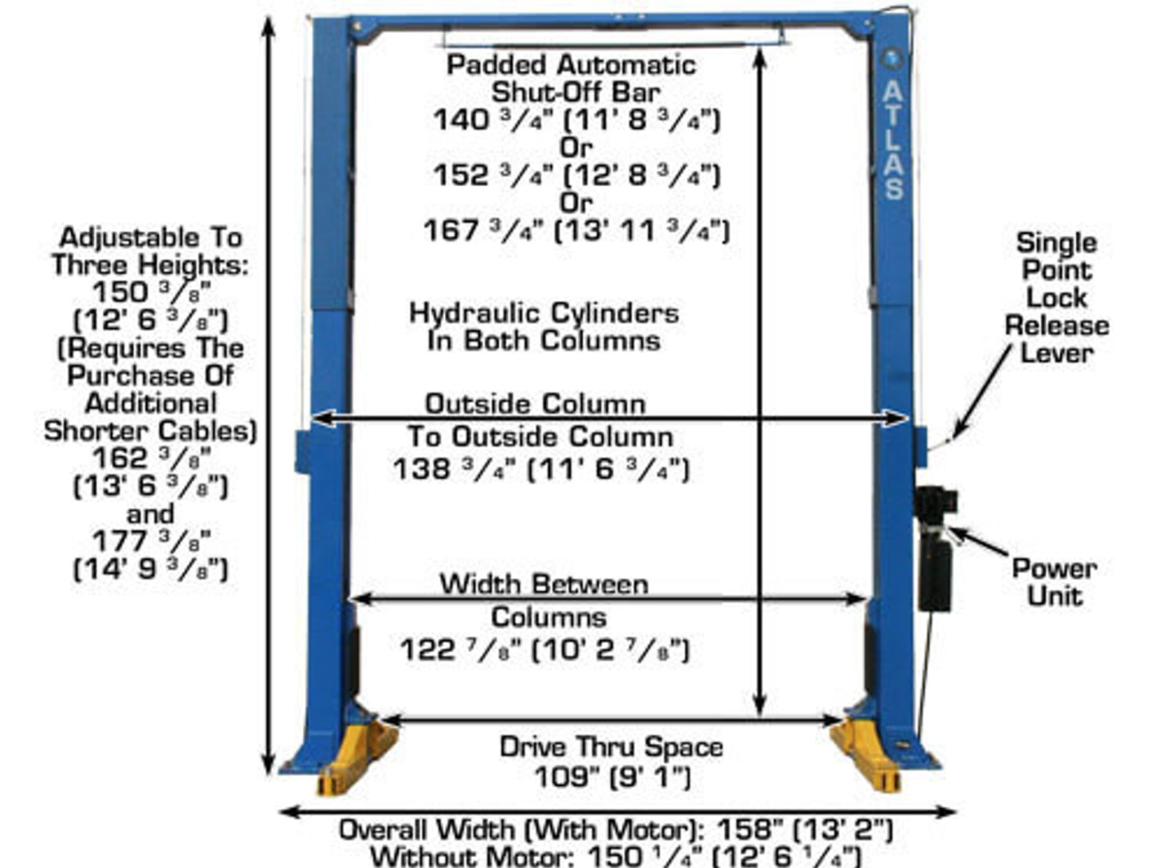 ATLAS PV15PX 15,000 lb 2 Post Lift