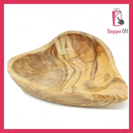 Bol en bois d'olivier en forme de cœur