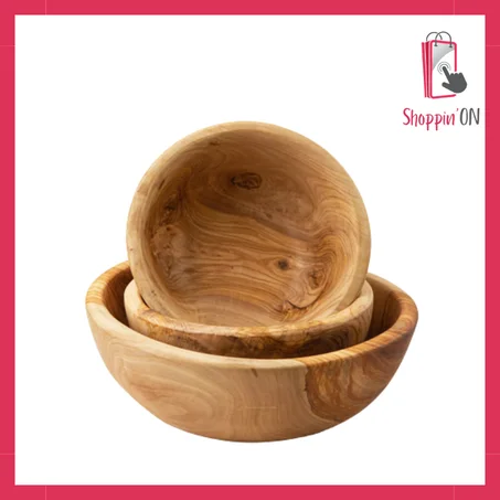 Lot de 3petits bols en bois d'olivier