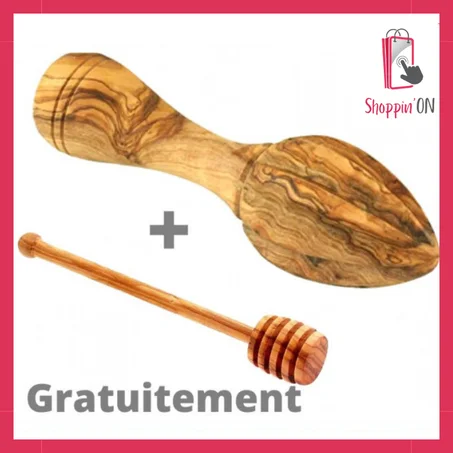 Presse Citron en bois d'Olivier + Cuillère à Miel en bois d'Olivier OFFERTE
