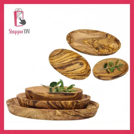 Lot de  9 Assiettes apéritifs en bois d'olivier