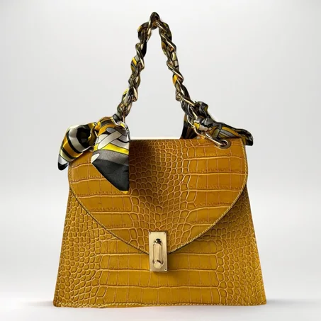 KAYA – Sac Moutarde Effet Croco Premium