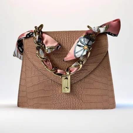 KAYA – Sac Rose Poudré Effet Croco Premium