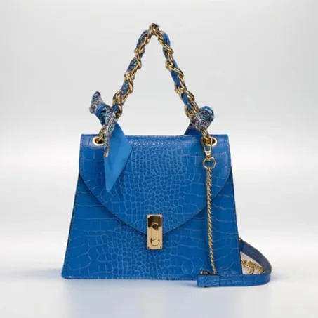 KAYA -Sac Bleu Effet Croco Premium