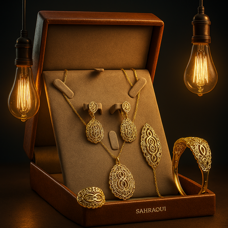 طقم مجوهرات بلاكيور فاخر بنقوش تقليدية - عرض خاص بـ249 درهم فقط