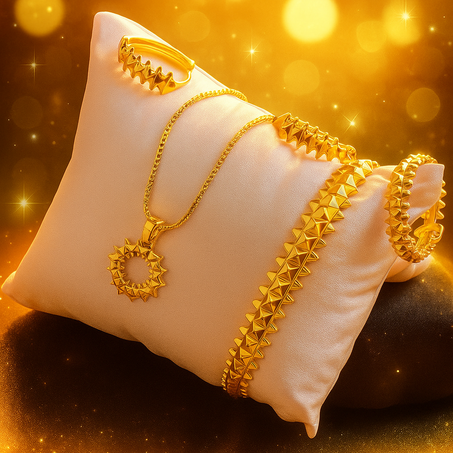 طقم بلاكيور عصري بتصميم مسنن جريء ولمسة ذهبية لامعة