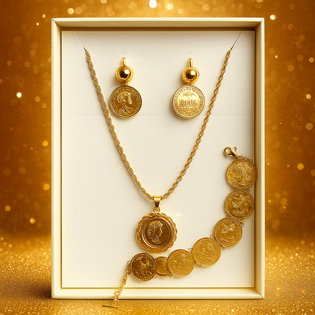 طقم بلاكيور فاخر بنقش عملات ذهبية – أناقة مستوحاة من التراث