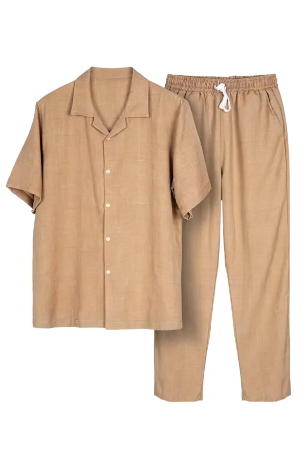 Ensemble Homme Lin Premium – Confort Été (Chemise + Pantalon) ref-SET-LIN-8421