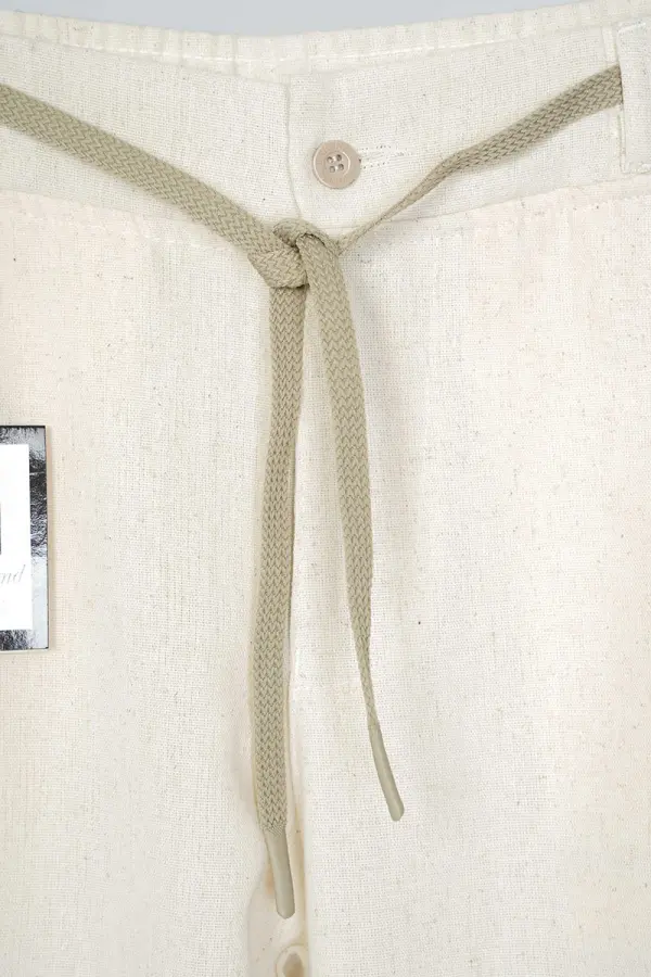 Pantalon Massimo dutti en 100 % Lin Relaxed Fit ( Beige ) Ref-LN722FR