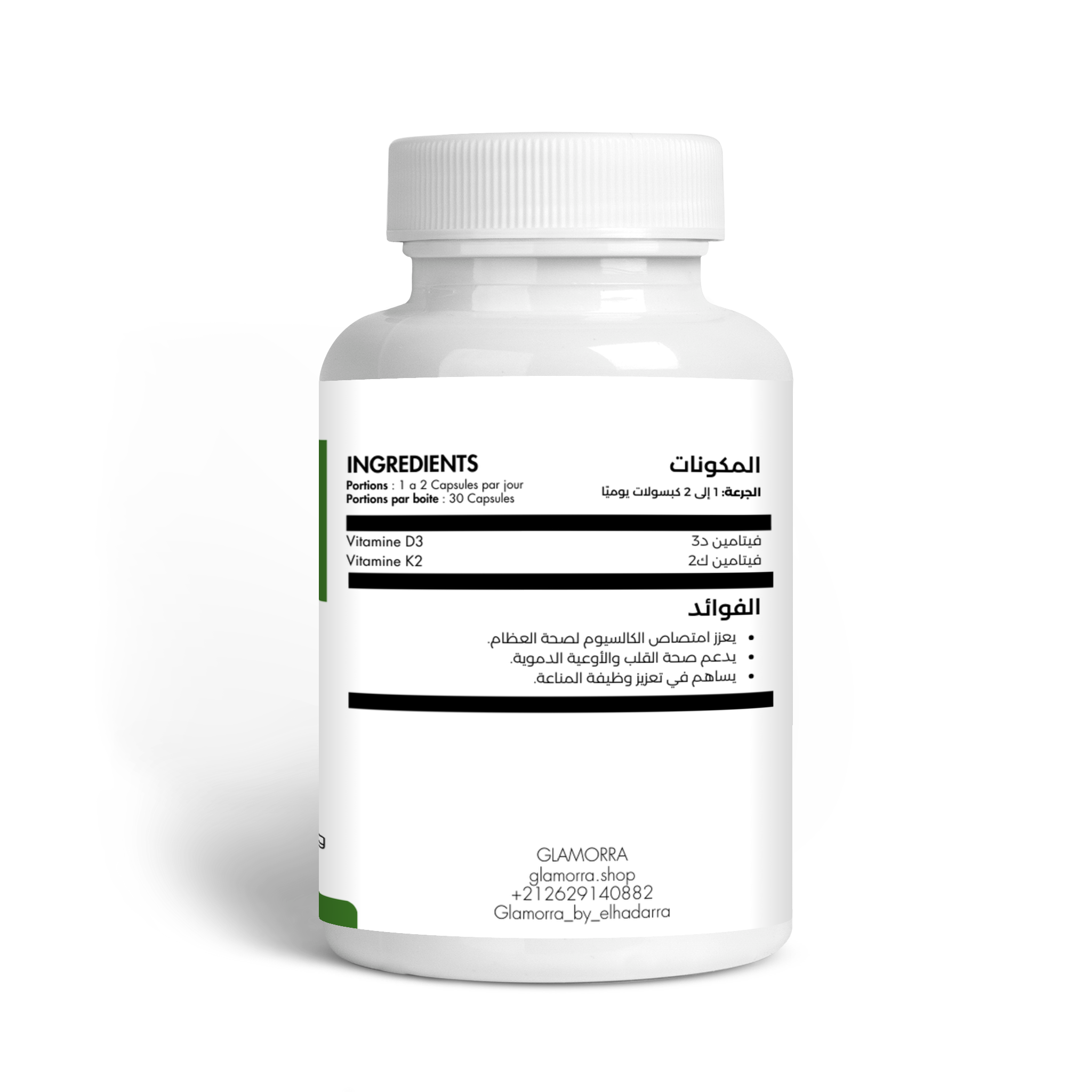 Vitamine D3 + K2 – 30 capsules