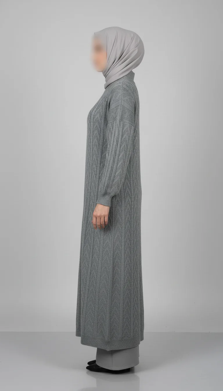 Tunique Maxi Maille Torsadée - Modèle Modeste et Confort Hivernal