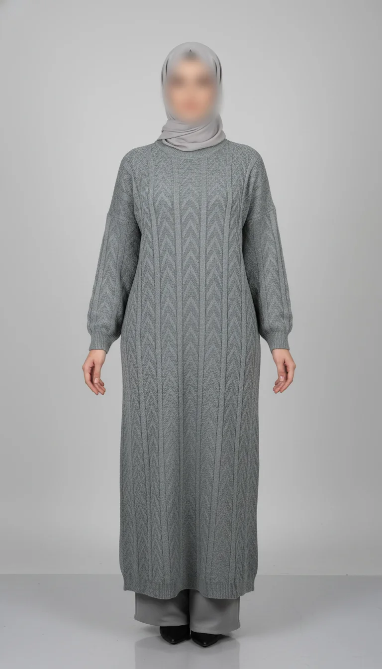 Tunique Maxi Maille Torsadée - Modèle Modeste et Confort Hivernal