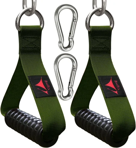 Heavy Duty Gym Exercise Handles Attachment for Cable Machine,Resistance Band,Pulley System Home Fitness Workout Equipment, with Elastic Rubber Grip and 2 Large Carabiners