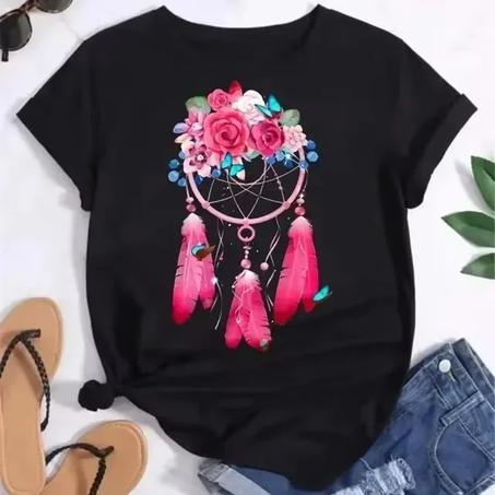 Harajuku Kawaii Cat T-Shirt for Women - Funny Casual Summer Top with O-Neck تيشيرت هاراجوكو كاواي قطة للنساء - تيشيرت فكاهي كاجوال صيفي بياقة مستديرة