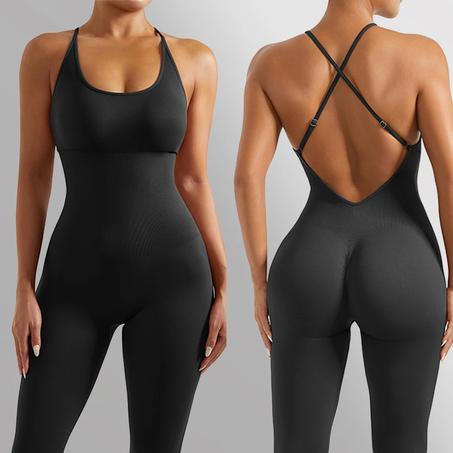 بذلة رياضية ضيقة بدون أكمام للنساء Sleeveless Slim Fit Sporty Bodycon Jumpsuit