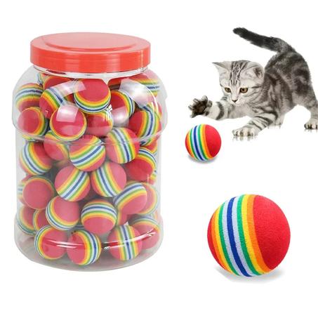 Rainbow EVA Cat Toys Ball ألعاب قطط بألوان قوس قزح مصنوعة من مادة إي في إيه