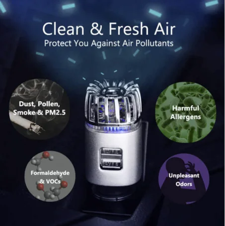 جهاز تنقية هواء السيارة مع فتحتين للشحن 2*1