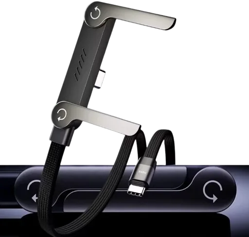 240 واط/65 واط USB C كابل مضفر نقل البيانات شحن سريع حامل هاتف قابل للطي PD نوع C كابل آيفون 15-17 سامسونج شاومي