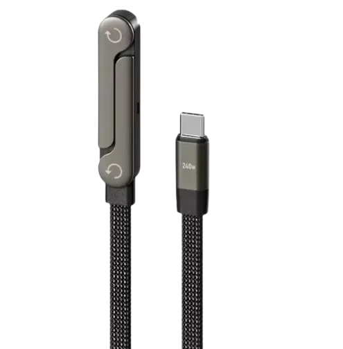 240 واط/65 واط USB C كابل مضفر نقل البيانات شحن سريع حامل هاتف قابل للطي PD نوع C كابل آيفون 15-17 سامسونج شاومي