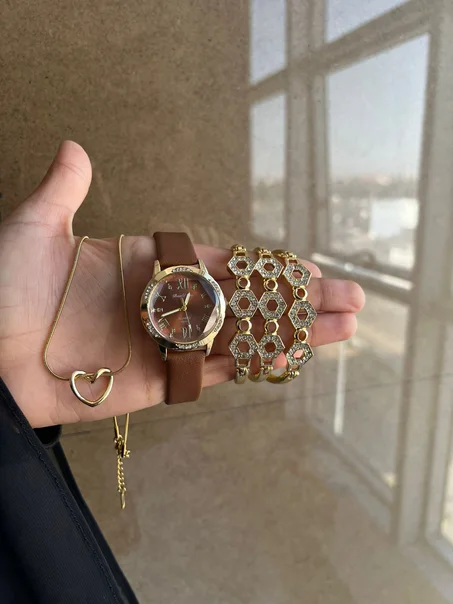 باك أنيق: ساعة + 3 أساور + سلسلة ⌚💫💎