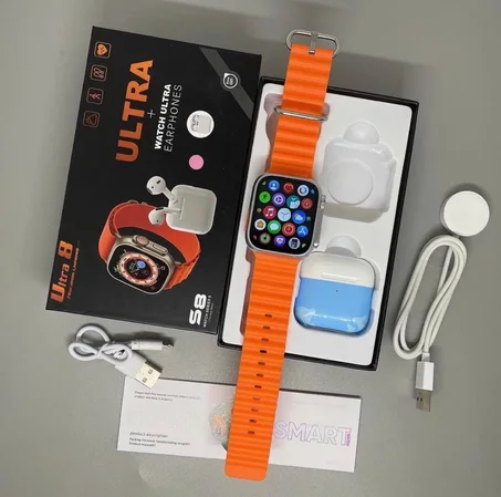 نقدم لكم الباك المتكون من ساعة راقية وحديثة ذات جودة مع سماعات 2 في واحد بثمن مناسب وضمان 100 % في الجودة