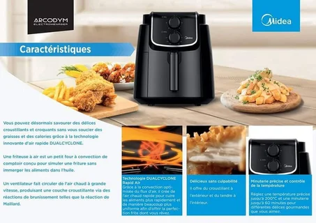 4,76 الأوروبية الأصلية. Air_Fryer Midea (توصيل مجاني لكامل التراب الوطني 🇩🇿)