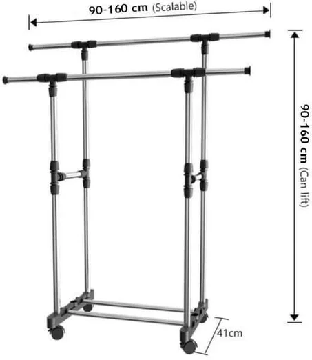 😍 Adjustable Clothes Rack Double in inox 100%😍   حمالة الملابس إثنان في واحد