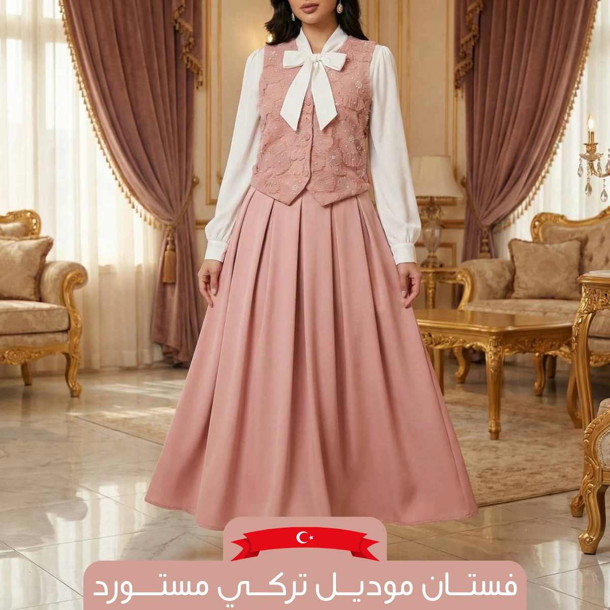 💎 فستان تركي فاخر (3 بياس) – مستورد من تركيا 🇹🇷
