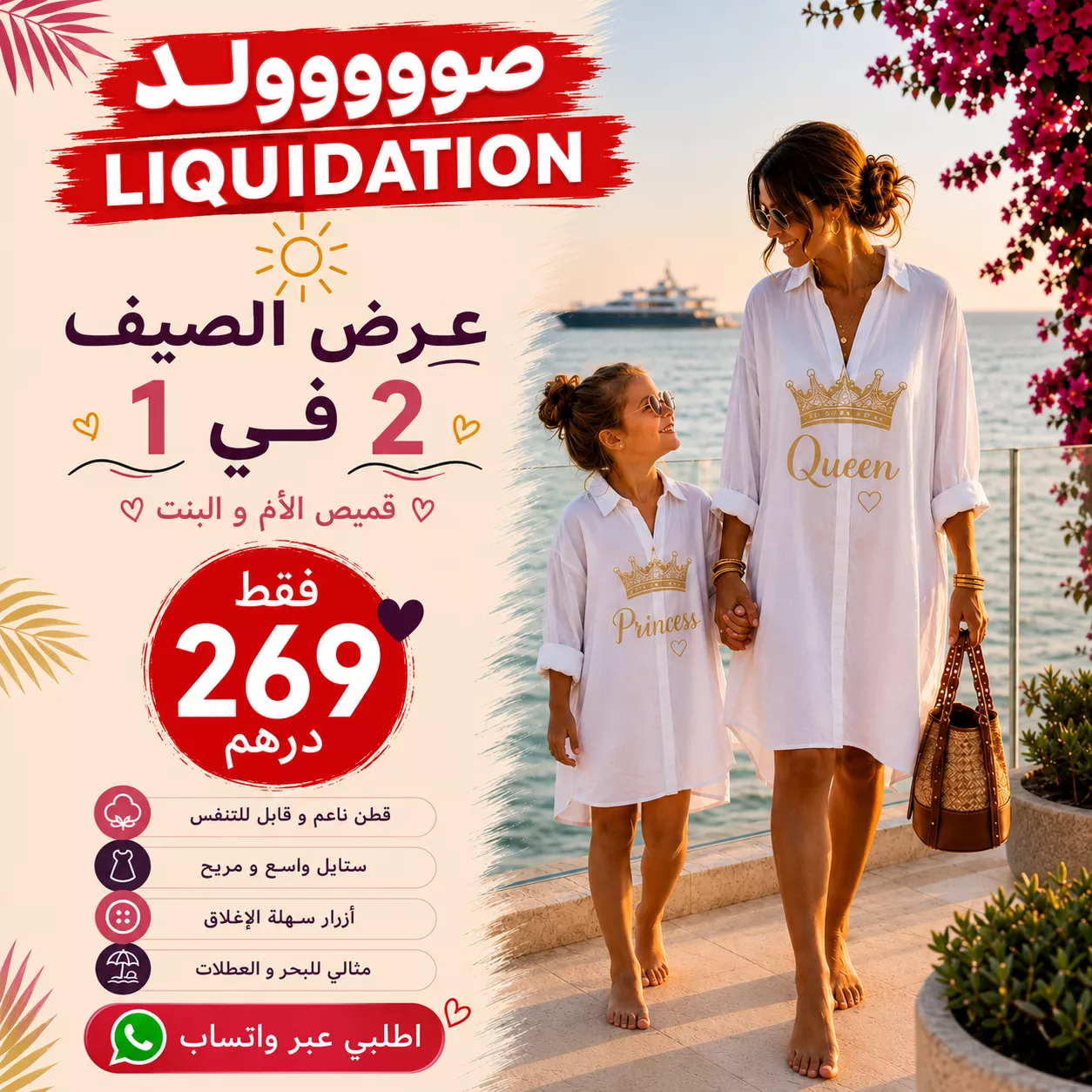 🌸 قميص الأم والبنت –  Mommy & Me ( 2 بثمن واحد )