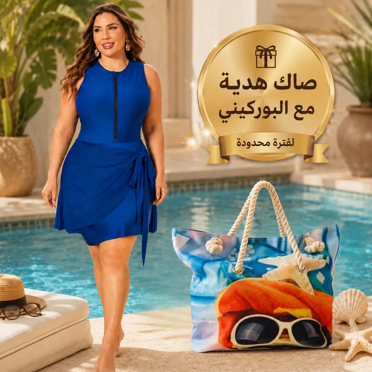 🌊👙 بوركيني نسائي أنيق  + حقيبة هدية 🎁— احتشام، راحة وأناقة في موديل واحد 👙🌊