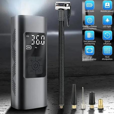 مضخة هواء كهربائية محمولة 4 أوضاع نفخ (سيارة، دراجة، دراجة نارية، كرة)