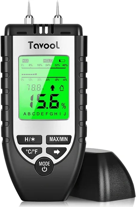 Medidor de humedad de madera - Detector digital de humedad, probador de humedad, detector de fugas de agua tipo pin, probador de humedad, medidor de humedad para madera, material de construcc
